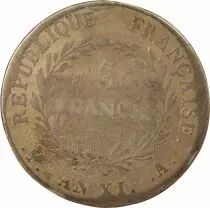 Bonaparte Ist Consul - 5 Silver Francs - Year XI A Paris