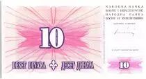 Bosnia Erzegovina 10 Dinara  Pink and Arms  - 1994 - Reduced size