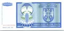 Bosnia Erzegovina 10 Million de Dinara de Dinara, Eagle with 2 heads - 1993