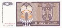 Bosnia-Herzegovina 10 Dinara - Eagle with 2 heads - 1992 - Serial ZA (replacement) - P.133r