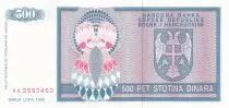 Bosnia-Herzegovina 500 Dinara - Eagle - 1992 - Serial AA - P.136