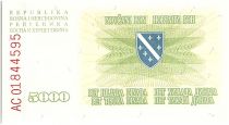 Bosnia-Herzegovina 5000 Dinara  Green and yello - 1994 - Reduced size