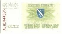 Bosnia-Herzegovina 5000 Dinara  Green and yello - 1994 - Reduced size