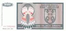 Bosnia y Herzegovina 1000 Dinara 1992 - Eagle with 2 heads - Serial AA