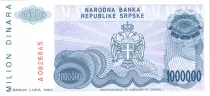 Bosnia y Herzegovina 1.000.000 Dinara - P. Kocic - Emblema - 1993