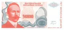 Bosnia y Herzegovina 5.000.000 Dinara - P. Kocic - Emblema - 1993