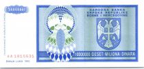 Bosnie-Herzégovine 10 Million de Dinara de Dinara, Aigle à 2 têtes - 1993