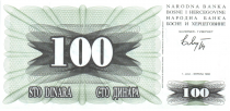 Bosnie-Herzégovine 100 Dinara Armoiries - 1992
