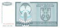 Bosnie-Herzégovine 10000 Dinara 1992 - Aigle à 2 têtes - P.139 - Neuf
