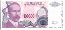 Bosnie-Herzégovine 100000 Dinara - P. Kocic - Armoirie - 1993