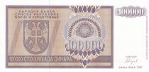 Bosnie-Herzégovine 100000 Dinara 1993 - Aigle à 2 têtes - P.141- Neuf