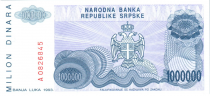 Bosnie-Herzégovine 1.000.000 Dinara - P. Kocic - Armoirie - 1993