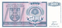 Bosnie-Herzégovine 500 Dinara - Aigle - 1992 - Série AA - P.136