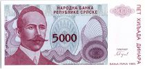 Bosnie-Herzégovine 5000 Dinara - P. Kocic - Armoirie - 1993