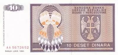 Bosnien und Herzegowina 10 Dinara Arms - 1992