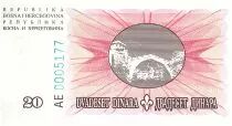 Bosnien und Herzegowina 20 Dinara  Mostar bridge - 1994 - Reduced size