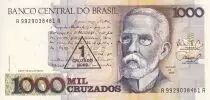 Brasil 1 Cruzado novo on 1000 Cruzados  - Machado de Assis - ND (1989) - Rare serial number - P.216a