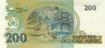 Brasil 200 Cruzados Novos Novos, Liberty - Oil painting Patria by Pedro Bruno - 1990 Serial A.2371