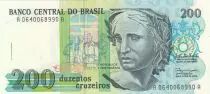Brasil 200 Cruzeiros Liberty - Oil painting Patria - 1990 - Serial A-0640