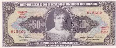 Brasil 5 Centavos on 50 Cruzeiros Princess Isabel - Law - Estampa 2 A S�rie 1525 A - 1967