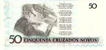 Brasil 50 Cruzeiros on 50 Cruzados novos, C. Drummond de Andrade - 1990