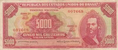 Brasil 5000 Cruzeiros - Tiradentes - 1965 - Serial 483