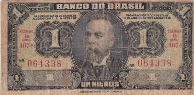 Brasile 1 Mil R�is - Manuel Ferraz de Campos Salles - 1923 - Series 407A
