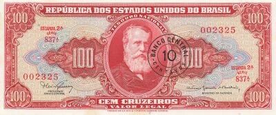 Brasile 10 Centavos on 100 Cruzeiros - ND (1966) - P.185a