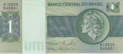 Brasilien 1 Cruzeiro Liberty - Banco Central bldg - 1980 Serial B16608