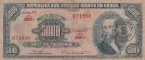 Brasilien 5 Cruzeiros novos on 5000 Cruzeiros - Tiradentes - ND (1966-1967) - Serial 2097 - P.188b