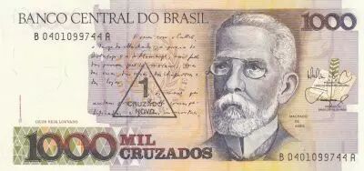 Brazil 1 Cruzado Novo - Machado de Assis - View of Rio in 1905 - 1989 - Series B-A