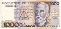 Brazil 1 Cruzado novo on 1000 Cruzados  - Machado de Assis - ND (1989) - Rare serial number - P.216a