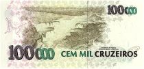 Brazil 100 Cruzeiros reais on 100000 Cruzeiros, Oiseaux - 1993