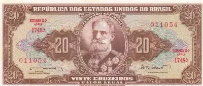 Brazil 20 Cruzeiros - Deodoro Da Fonseca - Signature II - 1962 - Serial 1748.A