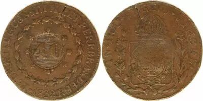 Brazil 40 Reis 1832 -  Pierre  I - Arms