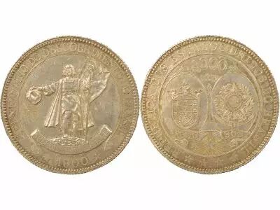 Brazil 4000 Silver Reis, 400th Anniversary - 1900 Rio de Janeiro