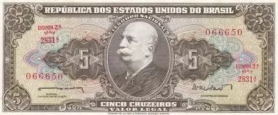 Brazil 5 Cruzeiros Barao do Rio Branco - Serial Estampa 2 - Serial 2831A - 1964