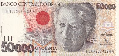 BRAZIL 50 CRUZEIROS ND 1980 P 194 UNC 