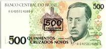 Brazil 500 Cruzeiros on 500 Cruzados Novos, Augusto Ruschi, birds, Orchids - 1990