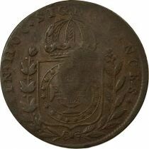 Brazil Pedro II - 20 Reis, 1835 countermarked over 40 Reis