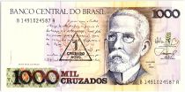 Brésil 1 Cruzado Novo sur 1000 Cruzados  - Machado de Assis, Vue de Rio - 1989