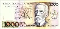 Brésil 1 Cruzado Novo sur 1000 Cruzados  - Machado de Assis, Vue de Rio - 1989