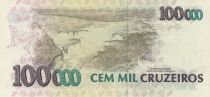 Brésil 100 Reais surchargé sur 100 000 Cruzeiros - Colibri - ND (1993) - Série A-A