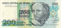 Brésil 200 Cruzados Novos Novos, Liberté - Peinture Patria - 1990 Série A.2371