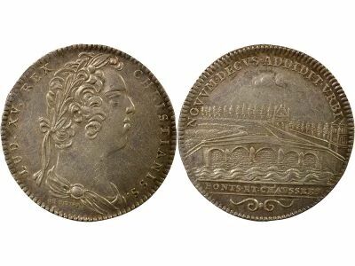 Bridges and Roads, Louis XV ? Silver Token, Pont Royal ? 1731