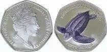 British Overseas Territories 50 Pence Leatherback Turtle - 2019 Colorized