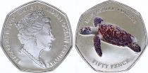British Overseas Territories 50 Pence TURTLE  Hawksbill - 2019 Colorized
