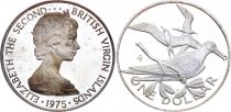 British Virgin Islands 1 Dollar,  Elizabeth II - Frigatebird - 1975 - Silver - Proof