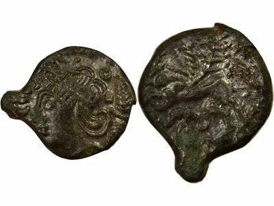 Bronze, Class III, with Helmeted Head - 50 / 40 BC