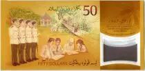 Brun&eacute;i Darussalam 50 Ringgit J.A.H. Bolkiah - 50 ans Parit&eacute; avec Singapour 2017 Polymer